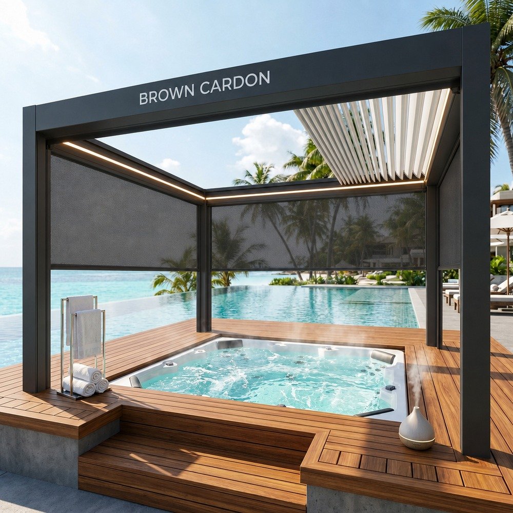 BROWN CARDON aluminum louvered pergola product