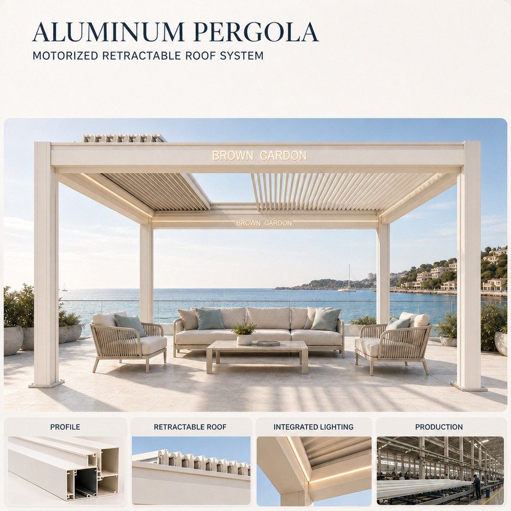 BROWN CARDON aluminum louvered pergola product