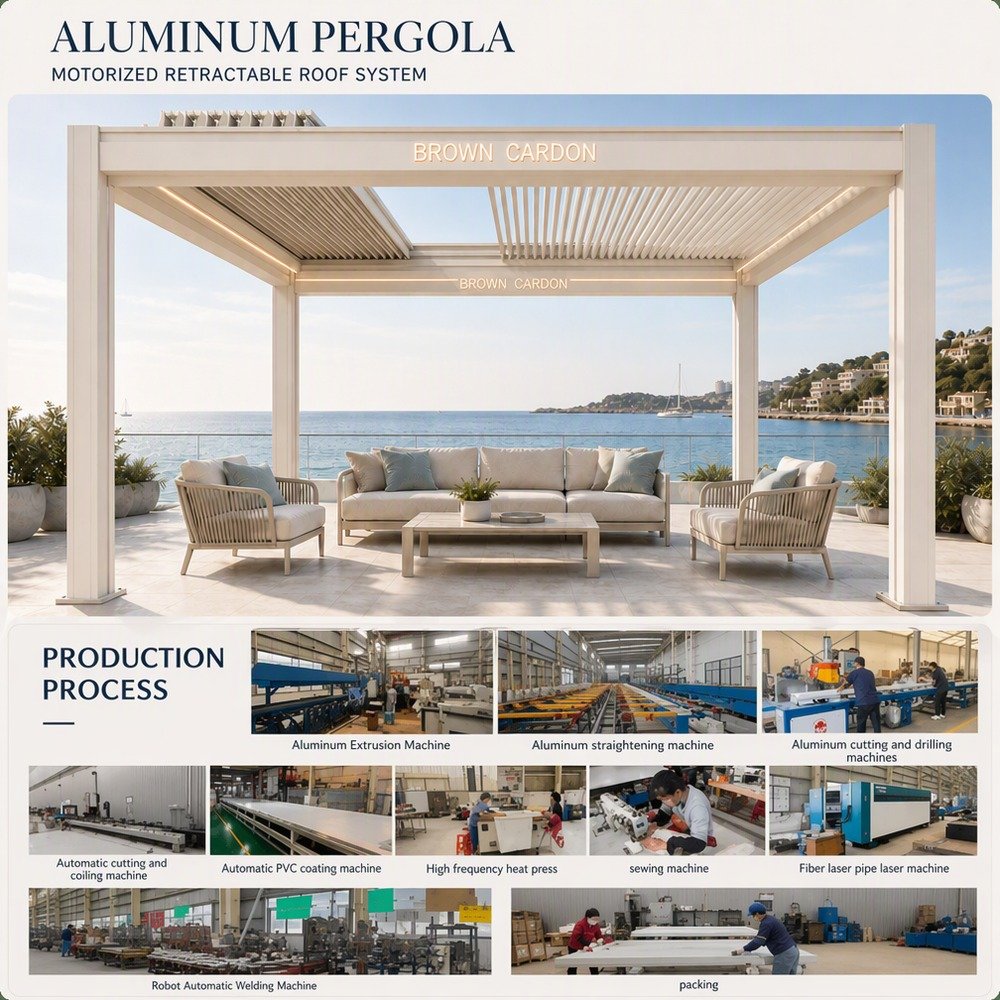 BROWN CARDON aluminum pergola factory