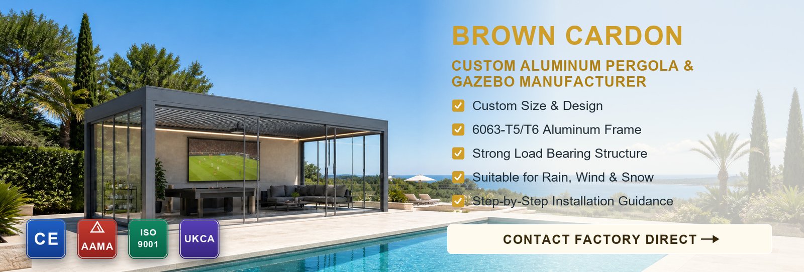 BROWN CARDON aluminum pergola
